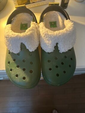 Elf Green Sherpa-Lined Clog Slip-Ons with jibbits